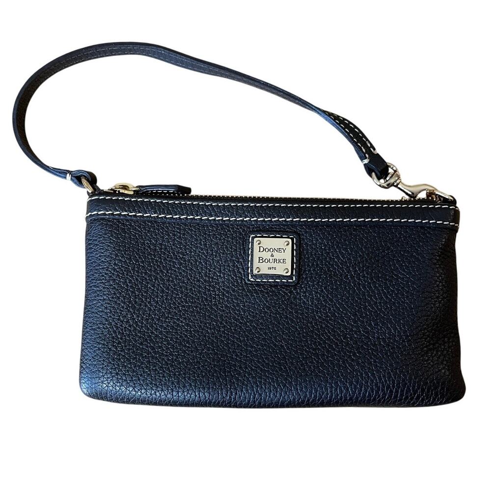 Dooney & Bourke | Pebble Grain Slim Wristlet in Black Leather